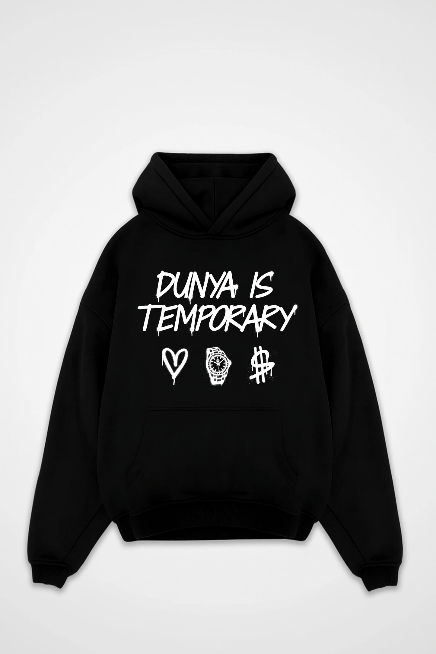 DUNYA IS TEMPORARY Oversized Hoodie