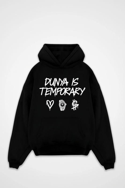 DUNYA IS TEMPORARY Oversized Hoodie